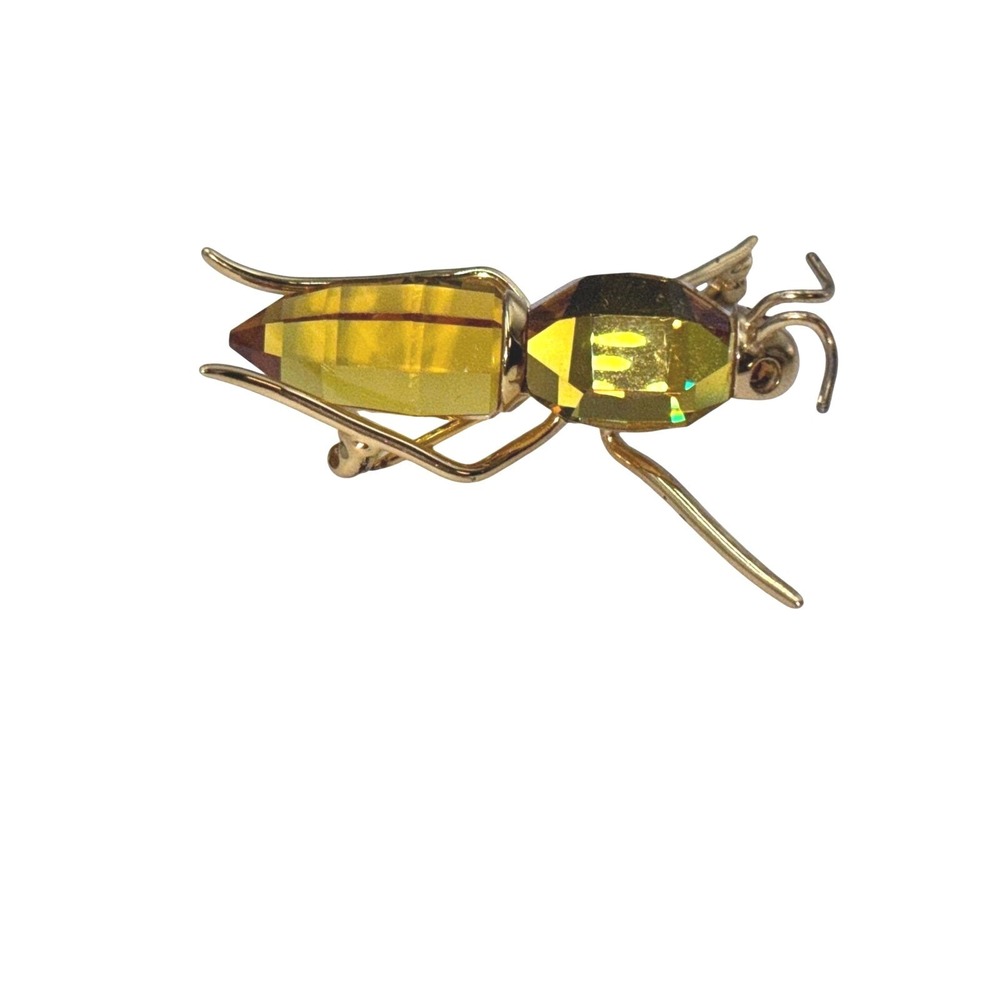 Vintage‎ 925 Swarovski Amber Crystal Insect Brooch Sterling Silver Plated Pin